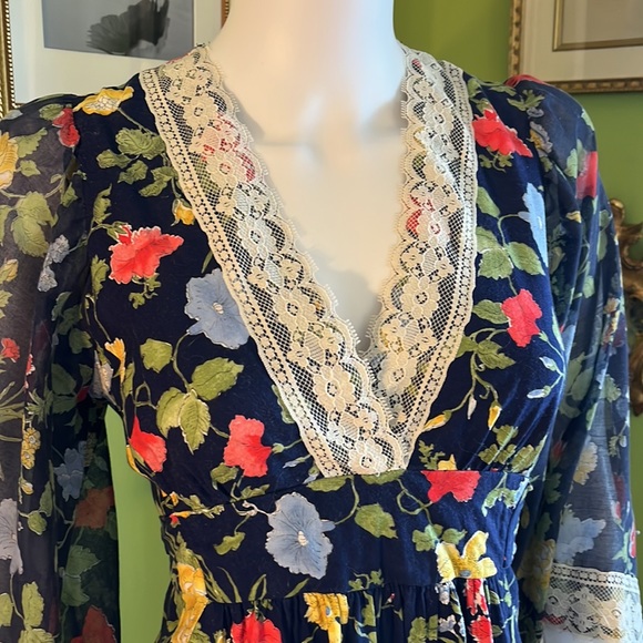 vintage 70s angel sleeve maxi dress - Picture 2 of 8